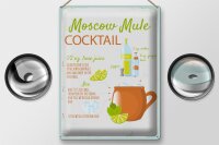 Blechschild Rezept Moscow Mule Cocktail Recipe 30x40cm