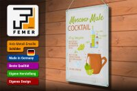 Blechschild Rezept Moscow Mule Cocktail Recipe 30x40cm
