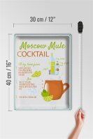 Blechschild Rezept Moscow Mule Cocktail Recipe 30x40cm