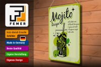 Blechschild Rezept Mojito Cocktail Recipe drink 30x40cm
