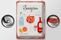 Blechschild Rezept Sangria Cocktail Recipe Soda 30x40cm