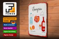 Blechschild Rezept Sangria Cocktail Recipe Soda 30x40cm