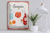 Blechschild Rezept Sangria Cocktail Recipe Soda 30x40cm
