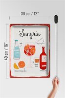 Blechschild Rezept Sangria Cocktail Recipe Soda 30x40cm