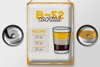 Blechschild Rezept B-52 Cocktail Recipe Orange 30x40cm