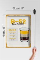 Blechschild Rezept B-52 Cocktail Recipe Orange 30x40cm