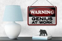 Blechschild Hinweis 18x12cm Warning Genius at work