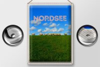 Blechschild Reise 30x40cm Nordsee Wolken Wiese Schafe Natur