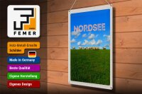 Blechschild Reise 30x40cm Nordsee Wolken Wiese Schafe Natur