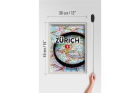 Blechschild Reise 30x40cm Zürich Schweiz Karte Lupe Stadt