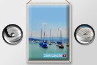 Blechschild Reise 30x40cm Zürich Boote auf dem Zürichsee Sommer