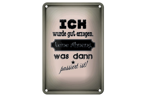 Blechschild Spruch 12x18cm ich gut erzogen dann passiert