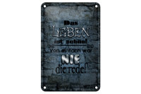 Blechschild Spruch 12x18cm Leben schön einfach war nie Rede
