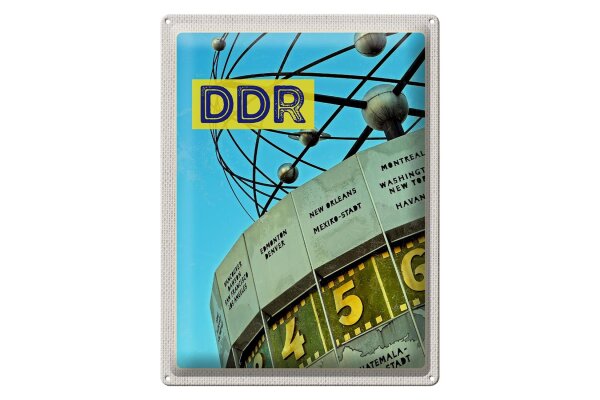 Blechschild Reise 30x40cm DDR Berlin Weltzeituhr