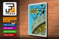 Blechschild Reise 30x40cm DDR Berlin Weltzeituhr