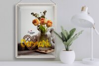 Blechschild Reise 30x40cm Dänemark Kopenhagen Blume Natur Vase