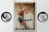 Blechschild Reise 30x40cm Dänemark verwelkte Blumen in Vase