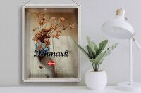 Blechschild Reise 30x40cm Dänemark verwelkte Blumen in Vase