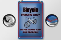 Blechschild Parken 12x18cm Fahrrad Bicycle parking only