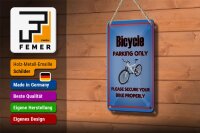 Blechschild Parken 12x18cm Fahrrad Bicycle parking only