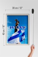 Blechschild Reise 30x40cm Finnland Helsinki goldener Adler Stein
