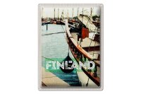 Blechschild Reise 30x40cm Finnland Wasser Meer Schiff Urlaub