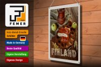 Blechschild Reise 30x40cm Finnland Weihnachten Apfel Delikatesse