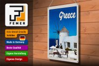 Blechschild Reise 30x40cm Greece Griechenland weiße Häuser