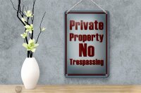 Blechschild Hinweis 12x18cm private Property No Trespassing