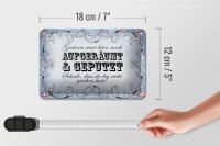 Blechschild Spruch 18x12cm Gestern hier aufgeräumt geputzt