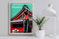 Blechschild Reise 30x40cm Japan Miyajima Tempel Kitsune Statue