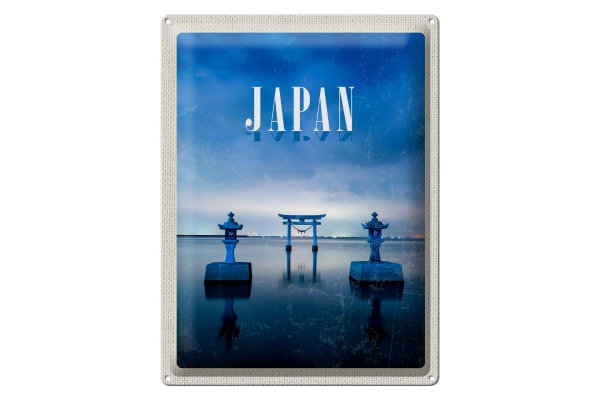 Blechschild Reise 30x40cm Japan Asien Meer Kultur Architektur