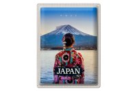 Blechschild Reise 30x40cm Japan Frau Gebirge Kleidung Schnee