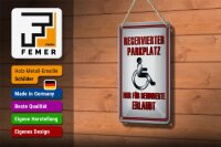 Blechschild Parken 12x18cm Parkplatz nur für Behinderte