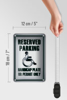 Blechschild Parken 12x18cm Parking handicap plate or