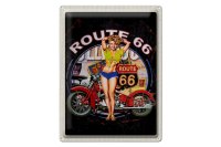 Blechschild Reise 30x40cm USA Amerika Route US 66 Biker Frau