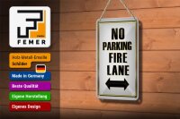 Blechschild Hinweis 12x18cm No Parking fire lane left right