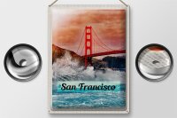 Blechschild Reise 30x40cm San Francisco Wellen Meer Brücke