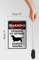 Blechschild Hinweis 12x18cm beware of attack Basset Hound