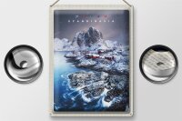 Blechschild Reise 30x40cm Skandinavien Schnee Meer Gebirge