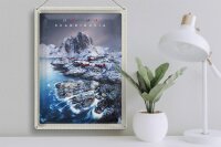 Blechschild Reise 30x40cm Skandinavien Schnee Meer Gebirge