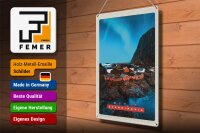 Blechschild Reise 30x40cm Skandinavien Urlaub Meer Gebirge