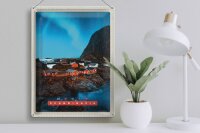 Blechschild Reise 30x40cm Skandinavien Urlaub Meer Gebirge