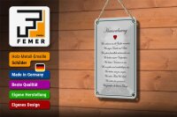 Blechschild Spruch 12x18cm Hausordnung wir Zeit füreinander