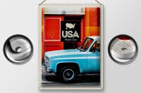 Blechschild Reise 30x40cm USA Oldtimer Dram Cars blau Amerika