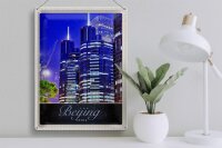 Blechschild Reise 30x40cm Beijing China Asien Hochhaus Urlaub