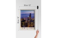 Blechschild Reise 30x40cm Chicago Amerika USA Hochhaus Abend