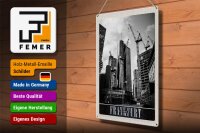Blechschild Reise 30x40cm Frankfurt Stadt Neubau Hochhaus Urlaub