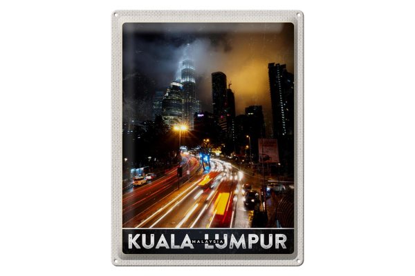 Blechschild Reise 30x40cm Kuala Lumpur Malaysia Asien Nacht