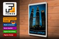 Blechschild Reise 30x40cm Kuala Lumpur Malaysia Wolkenkratzer